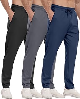 3 Pack Mens Athletic Sweatpants with Zipper...