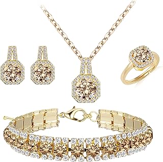 4pcs Cubic Zirconia Wedding Jewel...