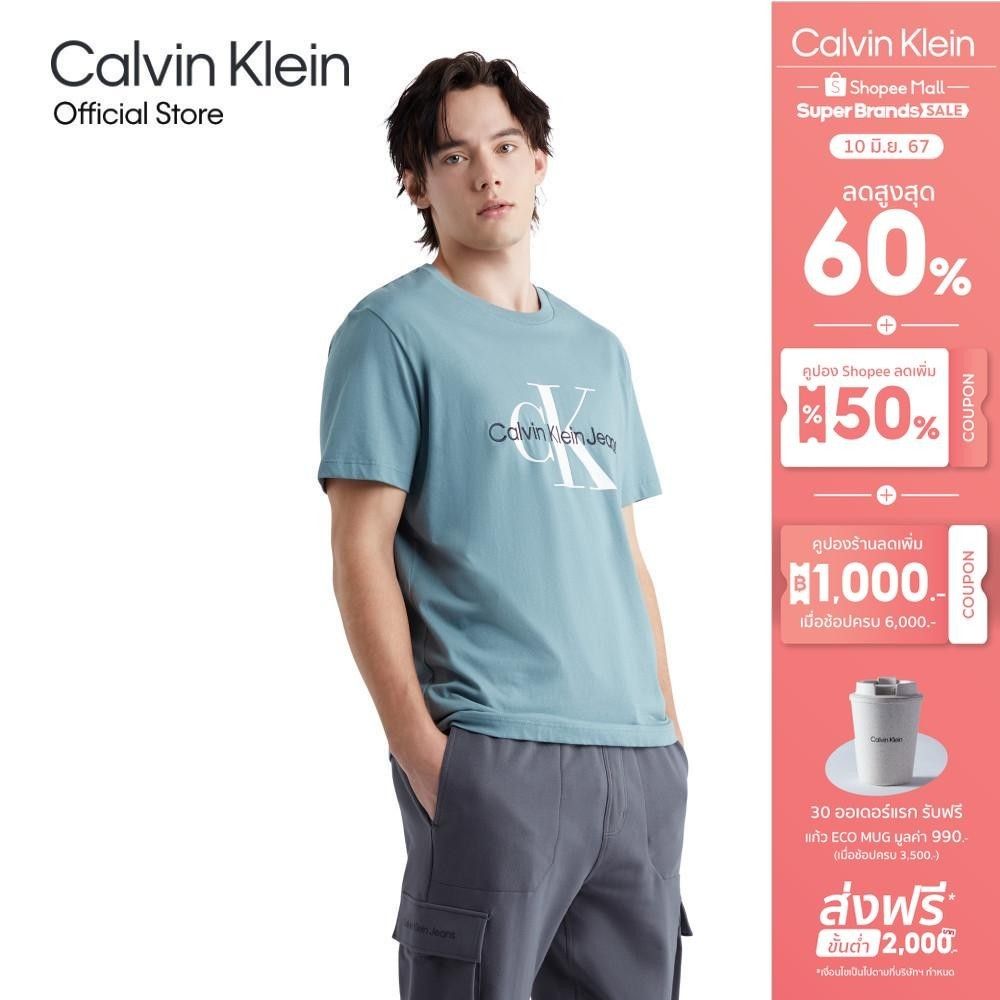 CALVIN KLEIN เสื้อยืดแขนสั้นผู้ชาย ทรง Regu...